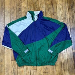 Vintage‎ Safety Jac Collection Colorblock Track Jacket Windbreaker Pullover L